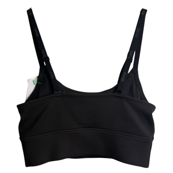 2 Pack Hanes Originals Black Longline Bralettes Size L NWT - Picture 2 of 4